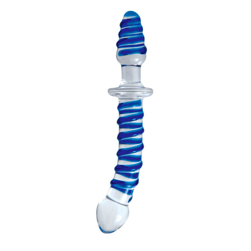 Adam & Eve Twisted Love Glass Dildo - Clear/Blue 24 cm (9.5'') Double Ended Glass Dong