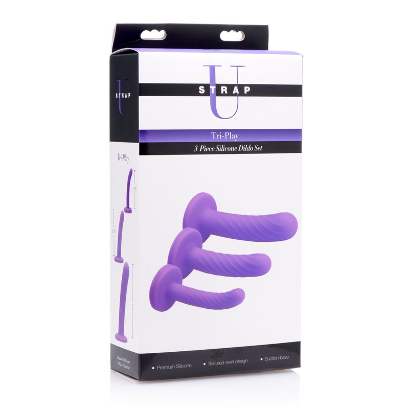 Tri-Play 3 Pc Purple Silicone Dildo Set