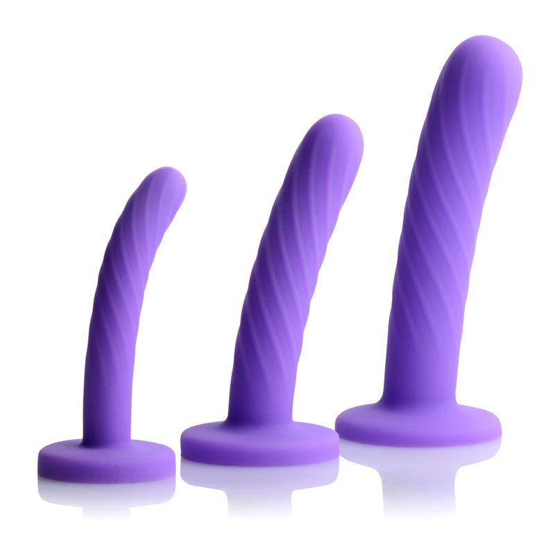 Tri-Play 3 Pc Purple Silicone Dildo Set