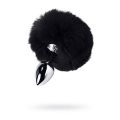 Silver Metal Anal Plug Small w Black Tail