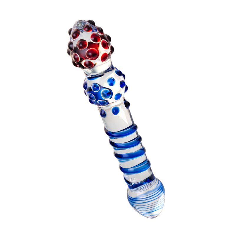 Sexus Glass Dildo Blue Red 20.5cm