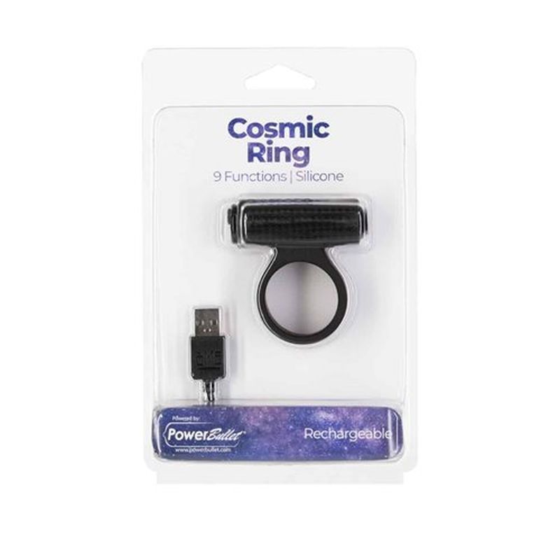 Power Bullet Cosmic Cock Ring w Bullet Black