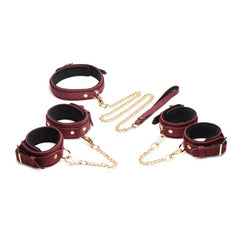 6 Pc Velvet Bondage Set Burgundy
