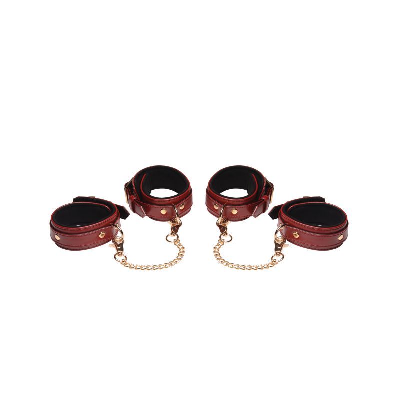 6 Pc PU Leather Bondage Set Burgundy