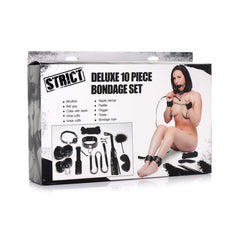 Deluxe 10 Pc Bondage Set Black