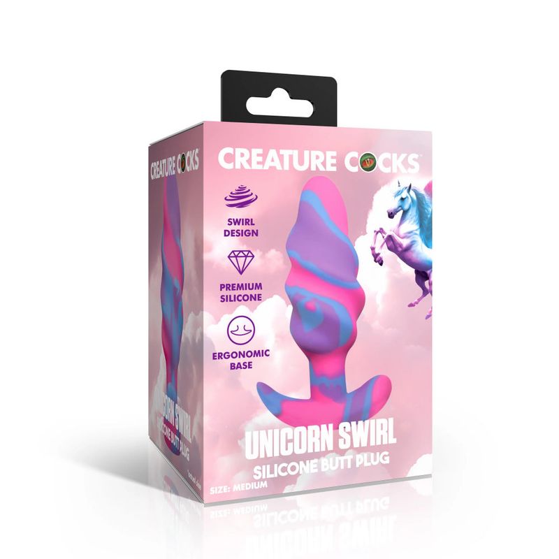 Unicorn Swirl Silicone Butt Plug Large