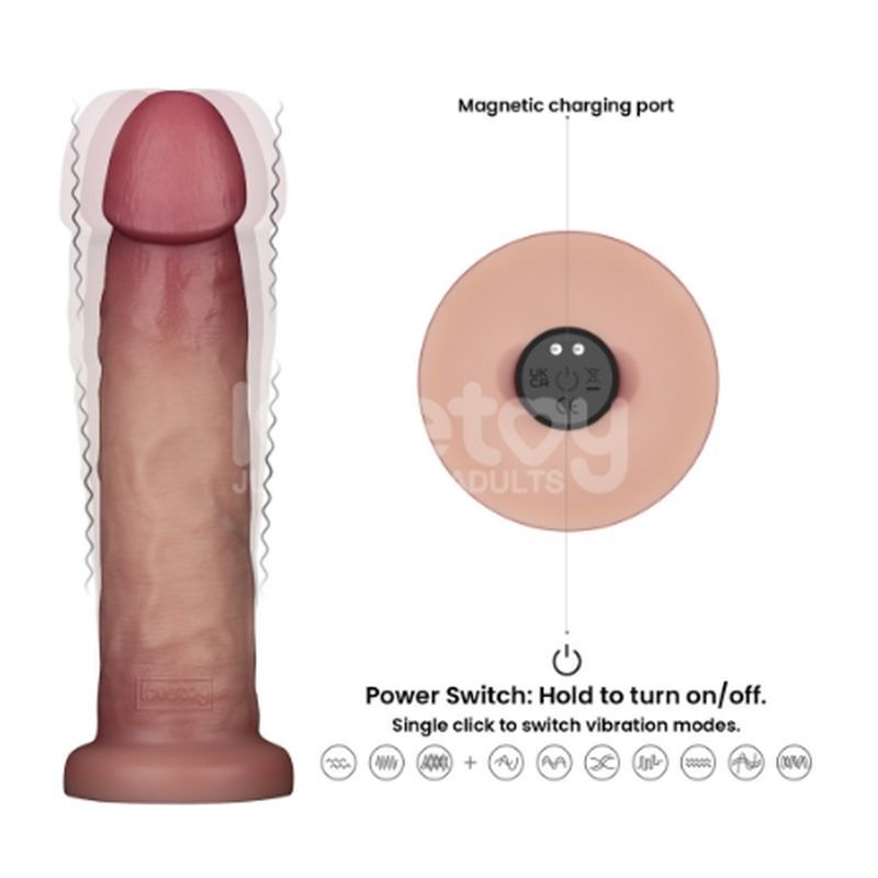 Vibrating Sliding Skin Pro II Silicone Dong 9in