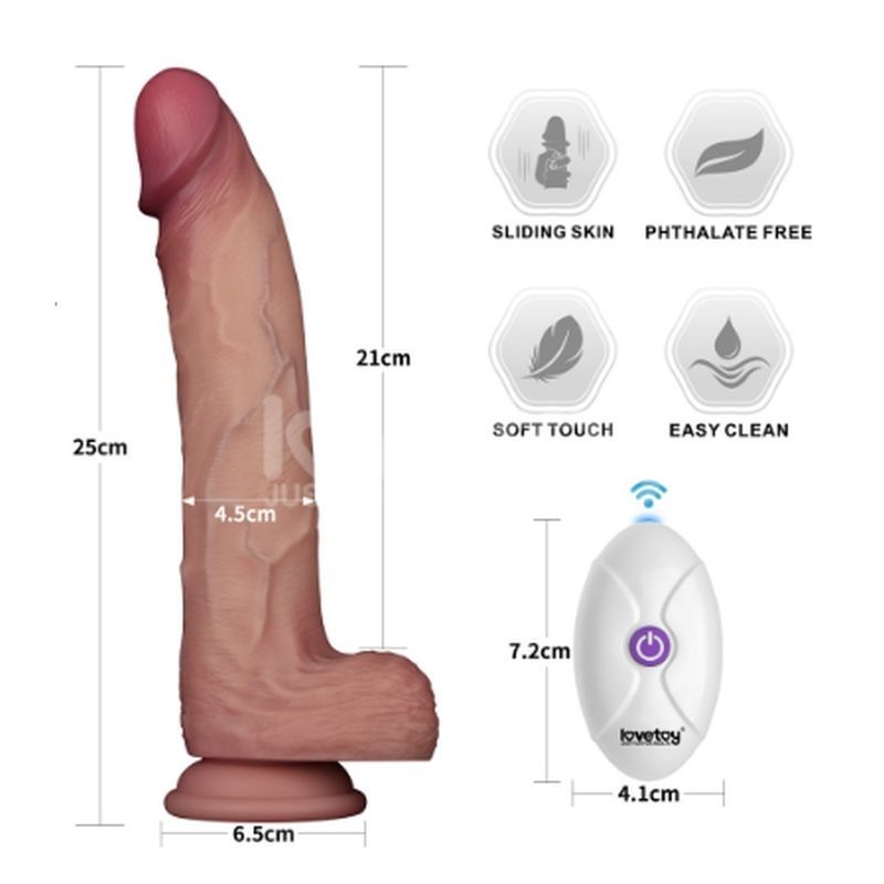 Vibrating Sliding Skin Pro II Silicone Dong 10in