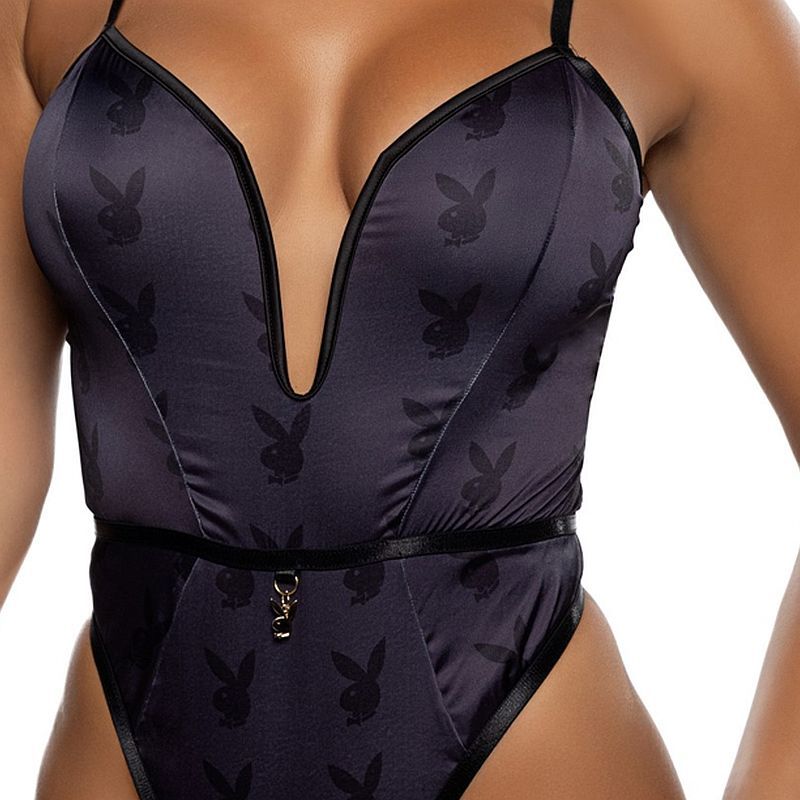 Playboy Blackout Bunny Romper Black