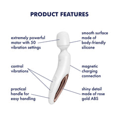 Satisfyer Wand-erland - White - White/Rose Gold USB Rechargeable Massage Wand