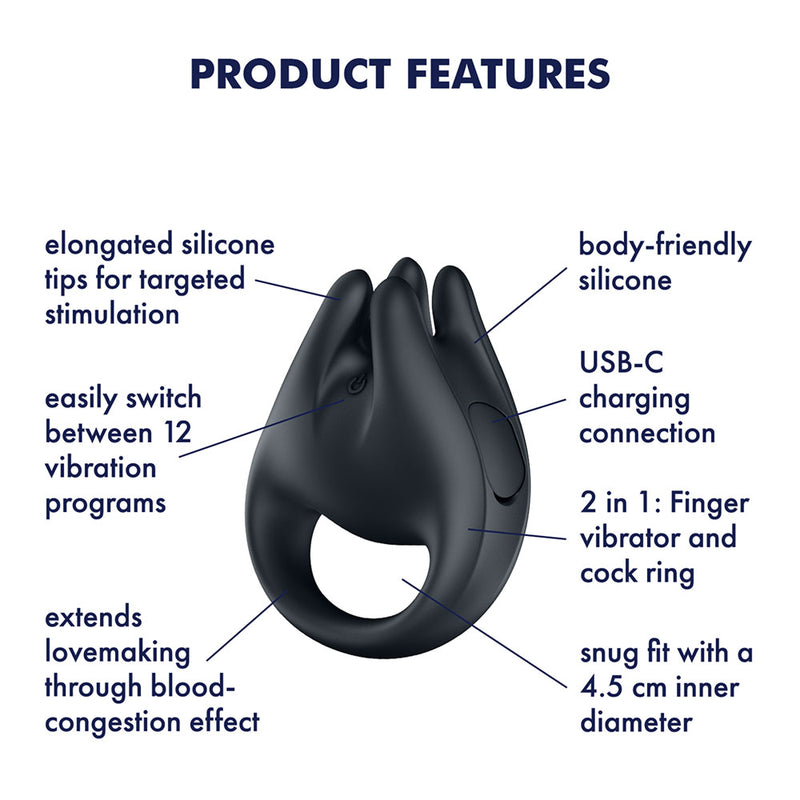 Satisfyer Perfect Pair 1 - Black USB-C Rechargeable Vibrating Couples Ring