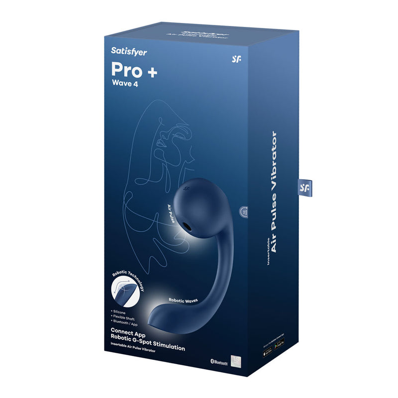 Satisfyer Pro+ Wave 4 - Blue USB Rechargeable Vibrator with Air Pulse Stimulation and App Control