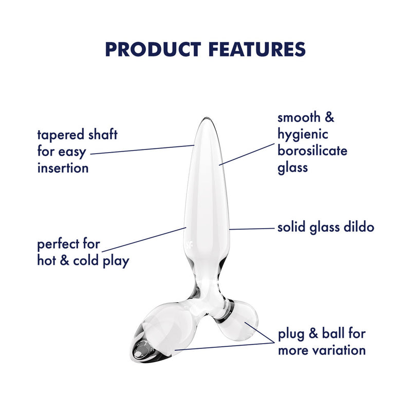 Satisfyer Triple Crystal 2 - Clear - Clear Glass 3-in-1 Butt Plug