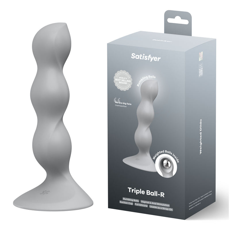 Satisfyer Triple Ball-R - Grey - Grey Beaded Anal Plug