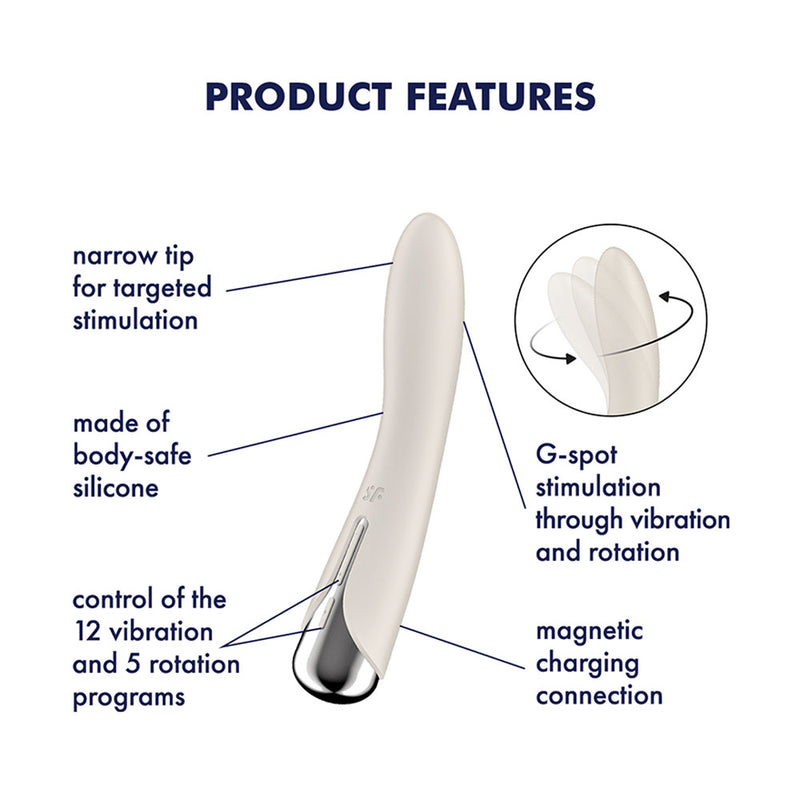 Satisfyer Spinning Vibe 1 - Beige - Beige 17.8 cm USB Rechargeable Rotating Vibrator