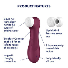 Satisfyer Pro 2 Generation 3 with App Control - Wine Red - Wine Red Touch-Free USB-Rechargeable Clitoral Stimulator