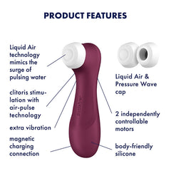 Satisfyer Pro 2 Generation 3 - Wine Red - Wine Red Touch-Free USB-Rechargeable Clitoral Stimulator