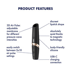 Satisfyer Perfect Kiss - Black USB Rechargeable Air Pulse Stimulator