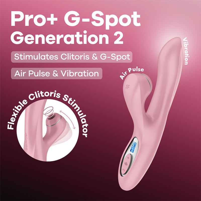 Satisfyer Pro + G-Spot - Pink - Rose Pink 22 cm USB-C Rechargeable Rabbit Vibrator with Touch-Free Clitoral Stimulator