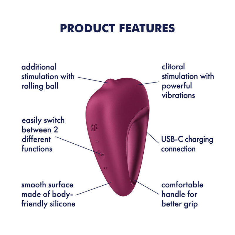 Satisfyer Delighterrr - Berry USB-C Rechargeable Stimulator with Rolling Ball