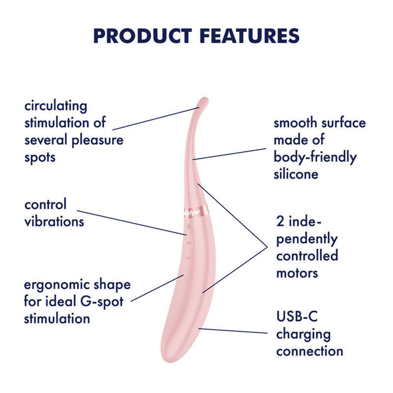 Satisfyer Tip Tease - Rose - Rose USB Rechargeable Vibrator with Twirling Tip