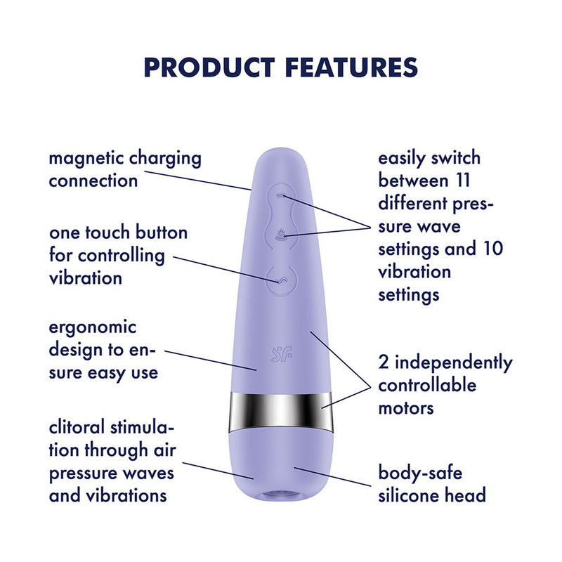 Satisfyer Pro 3+ Purple - Purple USB-Rechargeable Air Pulse Clitoral Stimulator with Vibration