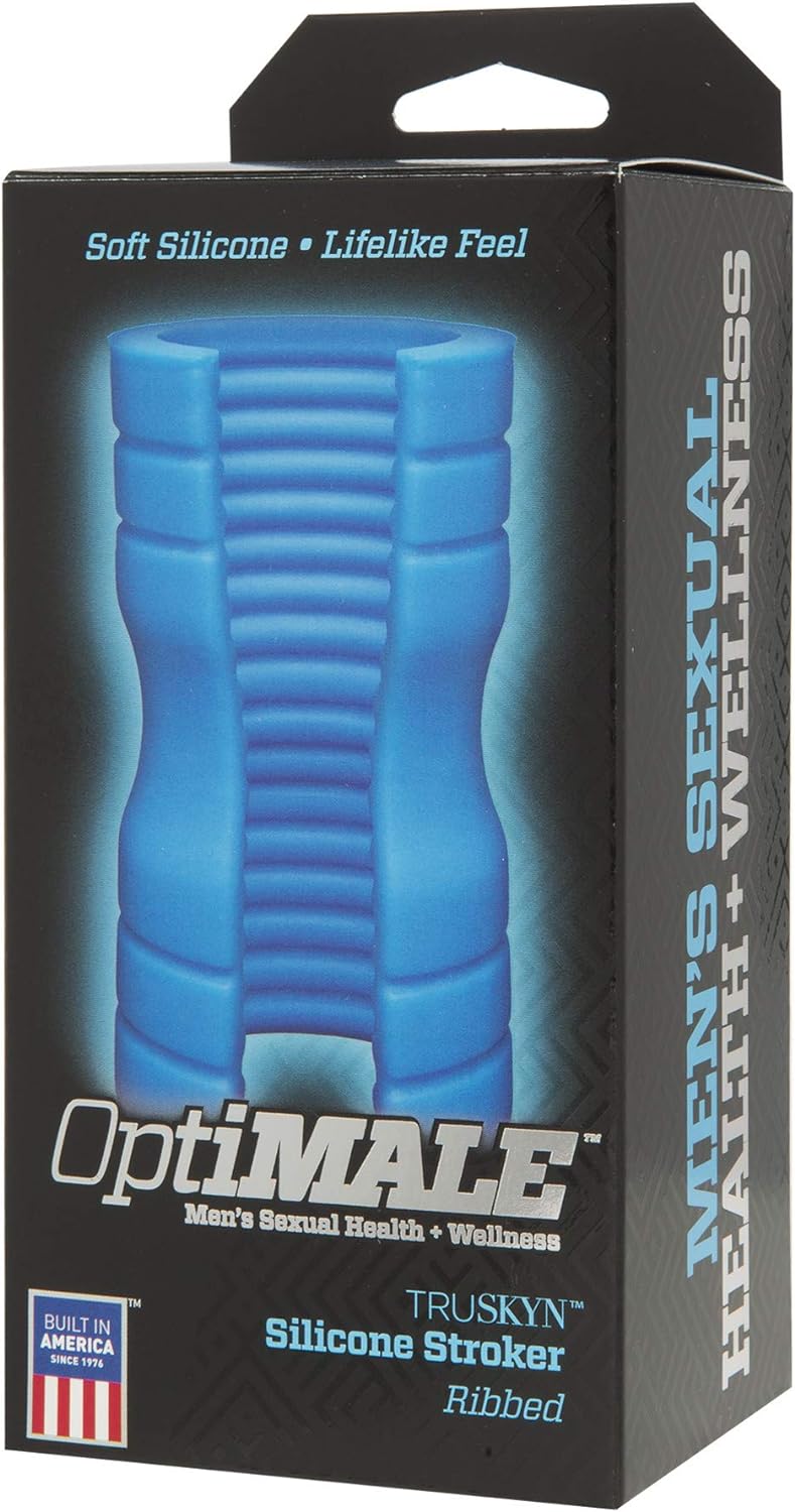 Doc Johnson OptiMALE™ - TRUSKYN™ Silicone Stroker - Ribbed - Blue