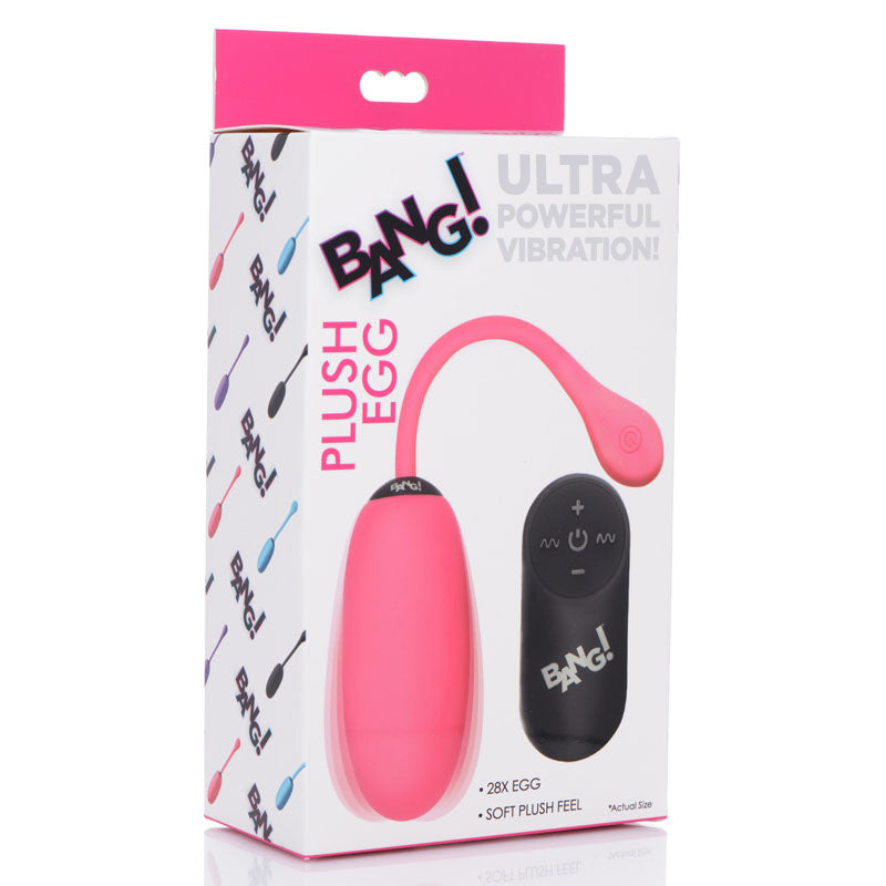 Bang! 28X Plush Egg & Remote - Pink - Pink USB Rechargeable Egg with Wireless Remote