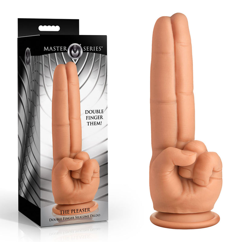 Master Series The Pleaser - Flesh 23.6 cm Double Finger Dildo