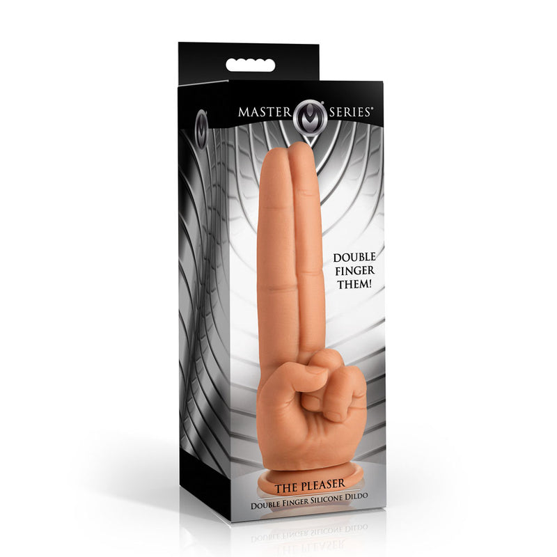 Master Series The Pleaser - Flesh 23.6 cm Double Finger Dildo