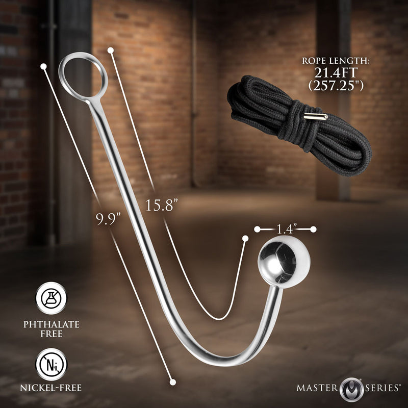 Master Series Roped - Metal Anal Hook with Rope