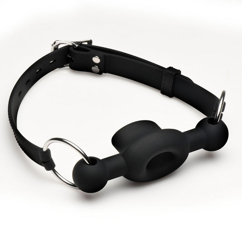 Master Series Forced - Black Silicone Feeding Mouth Gag