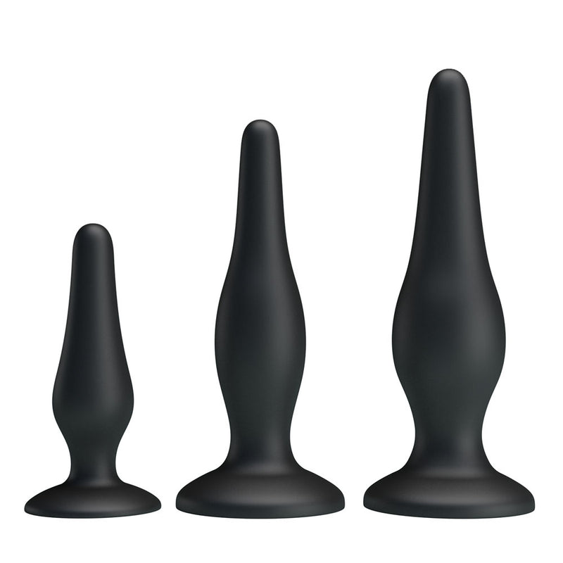 Party Up JERRY Butt Plug Set - Black Butt Plugs - Set of 3 Sizes