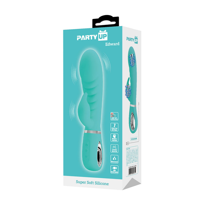 Party Up EDWARD Rabbit Vibe - Teal - Teal 20 cm USB Rechargeable Rabbit Vibrator