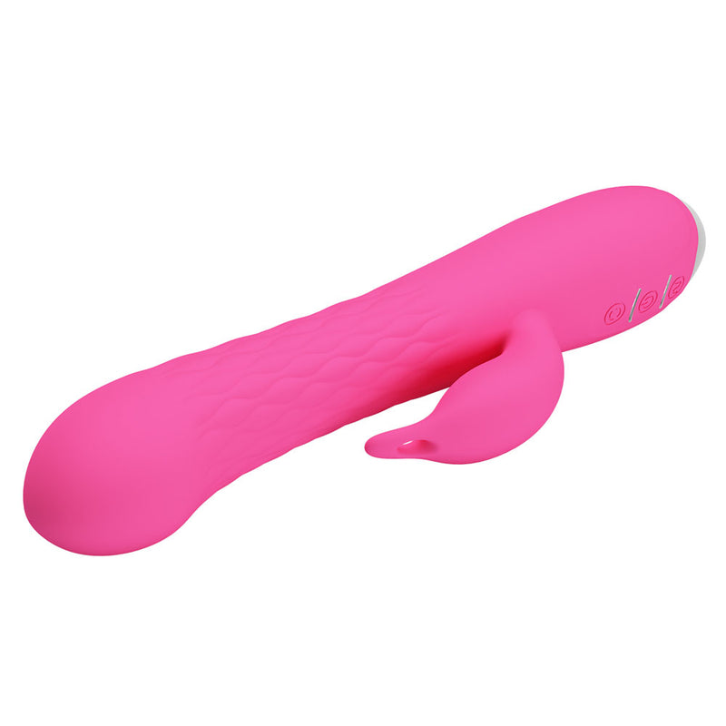 Party Up ERIC Rotating Beads Vibrator - Pink - Pink 20.5 cm USB Rechargeable Rabbit Vibrator with Rotating Bead Shaft