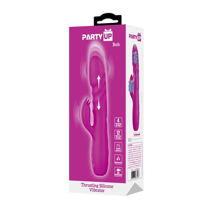 Party Up BOB Thrusting Vibe - Purple - Purple 25 cm USB Rechargeable Thrusting Rabbit Vibrator
