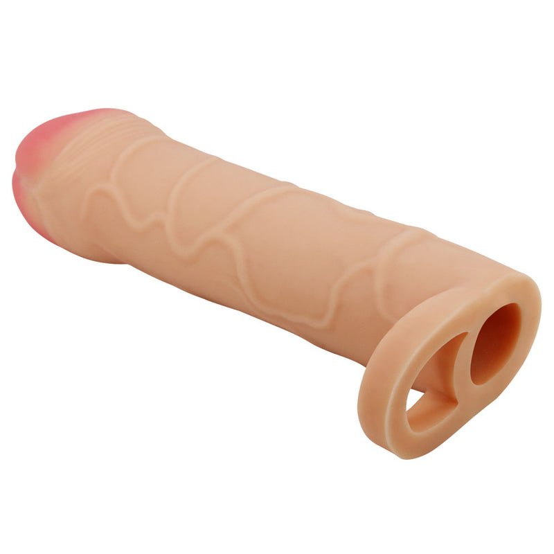 Party Up OWEN 1 Inch Extender Sleeve - Flesh 1 Inch Penis Extender Sleeve with Ball Strap