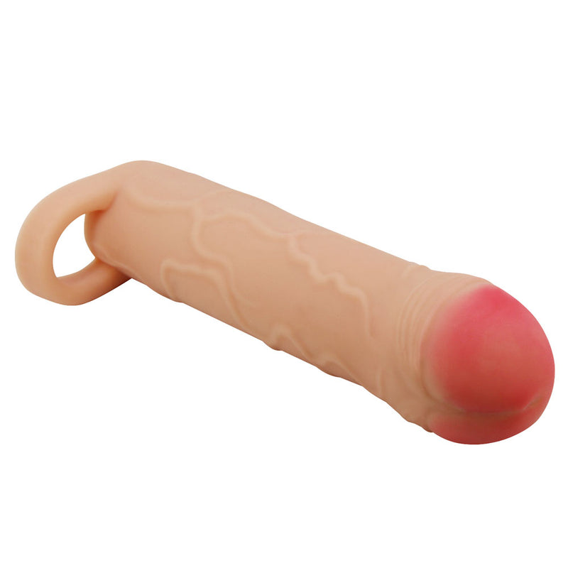 Party Up OWEN 1 Inch Extender Sleeve - Flesh 1 Inch Penis Extender Sleeve with Ball Strap