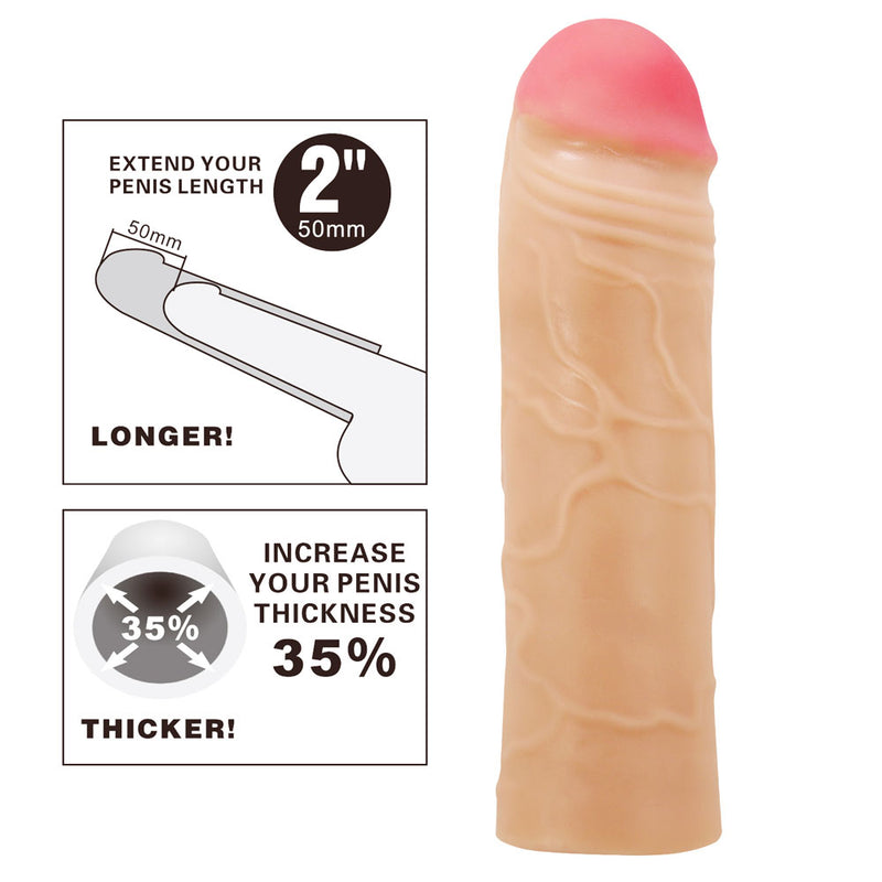 Party Up PARKER 2 Inch Extender Sleeve - Flesh 2 Inch Penis Extender Sleeve