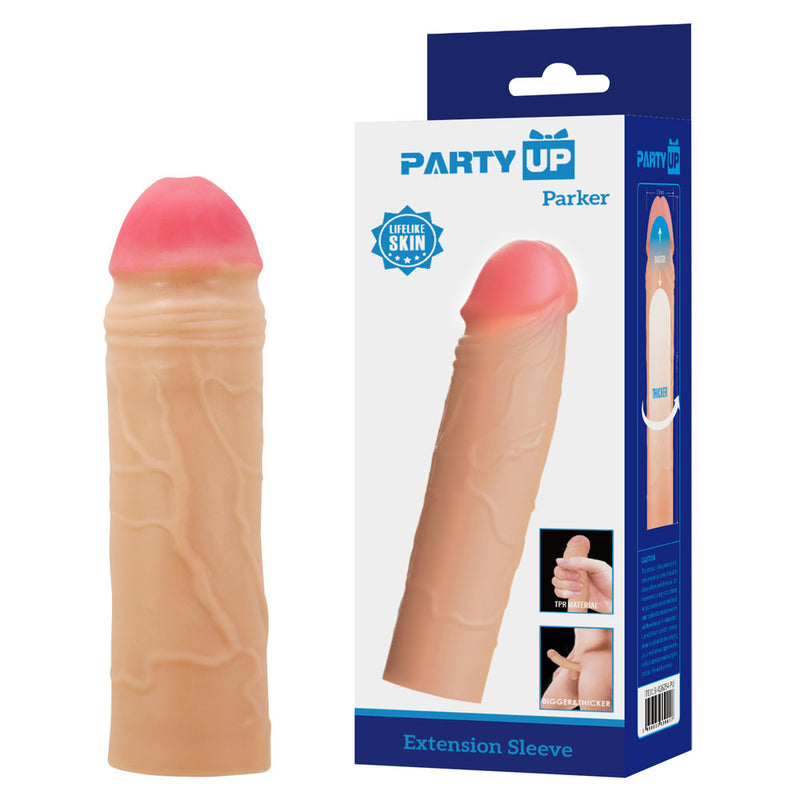 Party Up PARKER 2 Inch Extender Sleeve - Flesh 2 Inch Penis Extender Sleeve