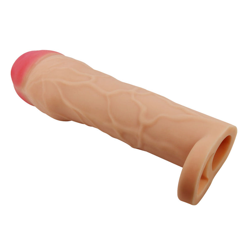 Party Up PATRICK 2 Inch Extender Sleeve - Flesh 2 Inch Penis Extender Sleeve with Ball Strap