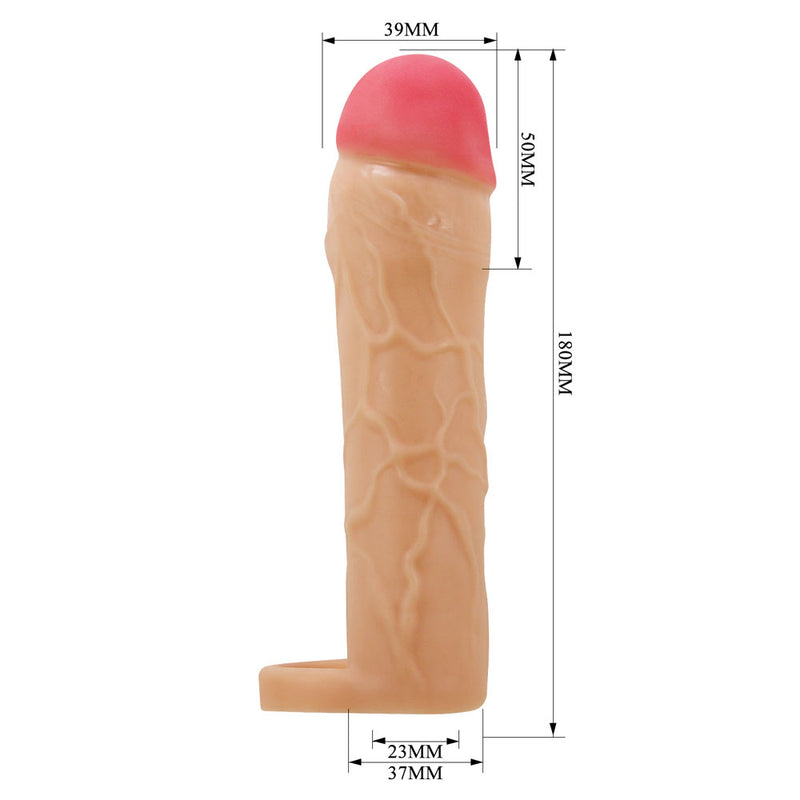 Party Up PATRICK 2 Inch Extender Sleeve - Flesh 2 Inch Penis Extender Sleeve with Ball Strap