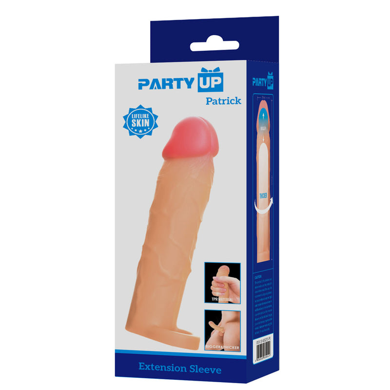 Party Up PATRICK 2 Inch Extender Sleeve - Flesh 2 Inch Penis Extender Sleeve with Ball Strap