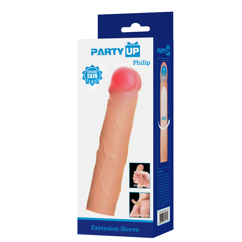 Party Up PHILIP 3 Inch Extender Sleeve - Flesh 3 Inch Penis Extender Sleeve