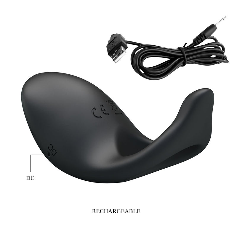 Party Up KING Rechargeable Cock Ring - Black USB Rechargeable Cock Ring
