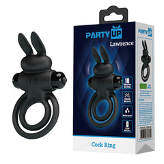 Party Up LAWRENCE Vibrating Cock Ring - Black Vibrating Cock & Balls Ring