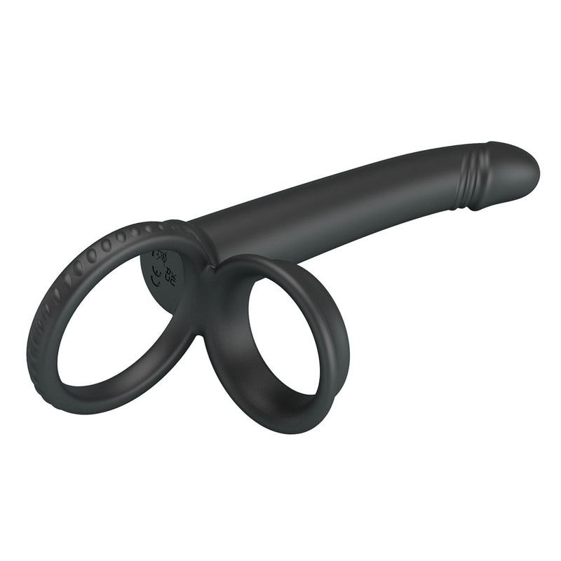 Party Up MARTIN Double Penetrator - Black Cock & Ball Rings with Double Penetrator