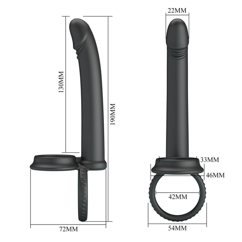Party Up MARTIN Double Penetrator - Black Cock & Ball Rings with Double Penetrator