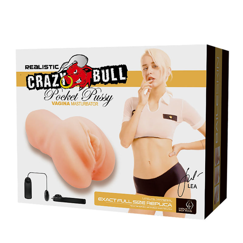 CRAZY BULL LEA Vibrating Vagina Stroker - Flesh Vibrating Vagina Stroker