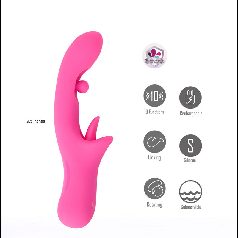 Maia ALORA - Pink 24.1 cm USB Rechargeable Rotating & Licking Vibrator